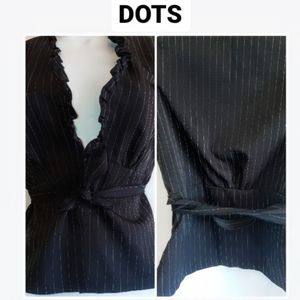 DOTS  striped tie wrap fish hook blouse top